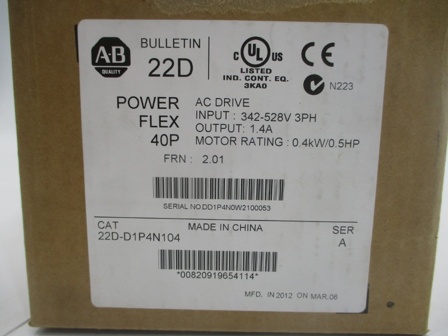 INDUSTRIAL SPARE PART 22D-D1P4N104 SER. A F/W 2.01 342-528VAC 1.4A NSMP