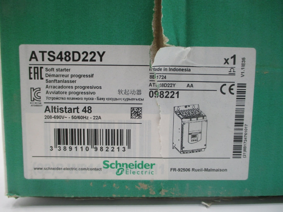 SCHNEDIER ELECTRIC ATS48D22Y 208-690V 22A NSMP