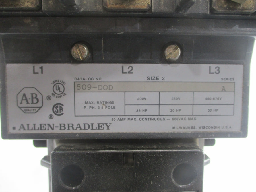 INDUSTRIAL SPARE PART 509-DOD SER. A 110/115-120V 90A (AS PICTURED2) UNMP