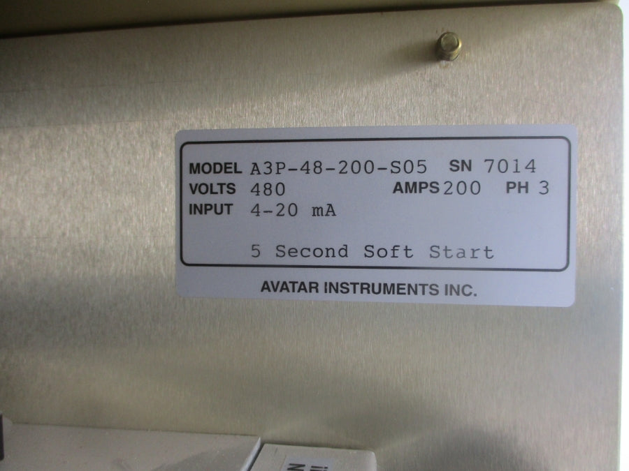 AVATAR INSTRUMENTS A3P-48-200-S05 480V 200A NSNP