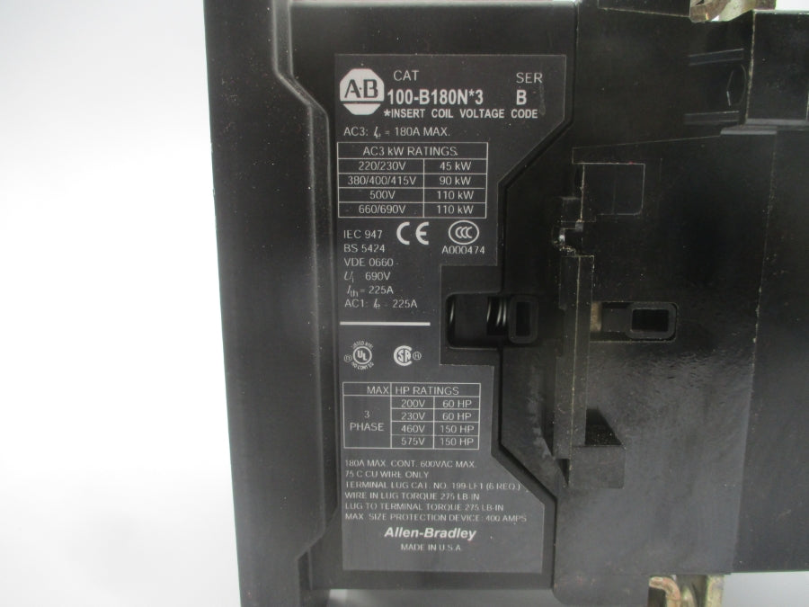 INDUSTRIAL SPARE PART 100-B180ND3 SER. B 110/120V 180A UNMP