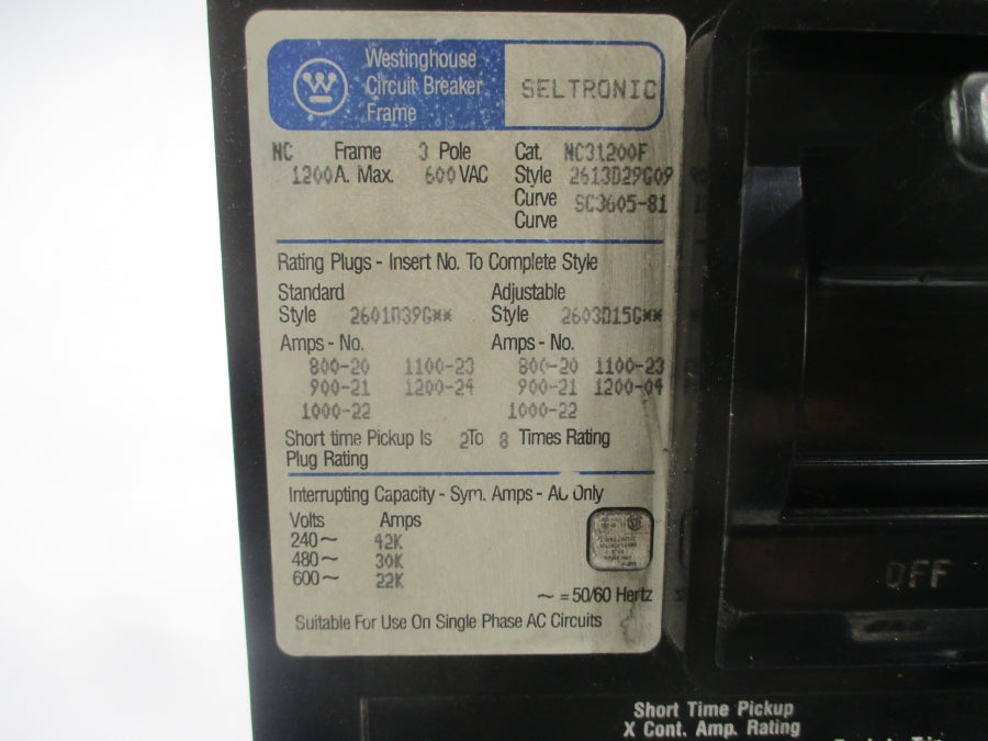 WESTINGHOUSE NC31200F 2613D29G09 600VAC 1200A UNMP