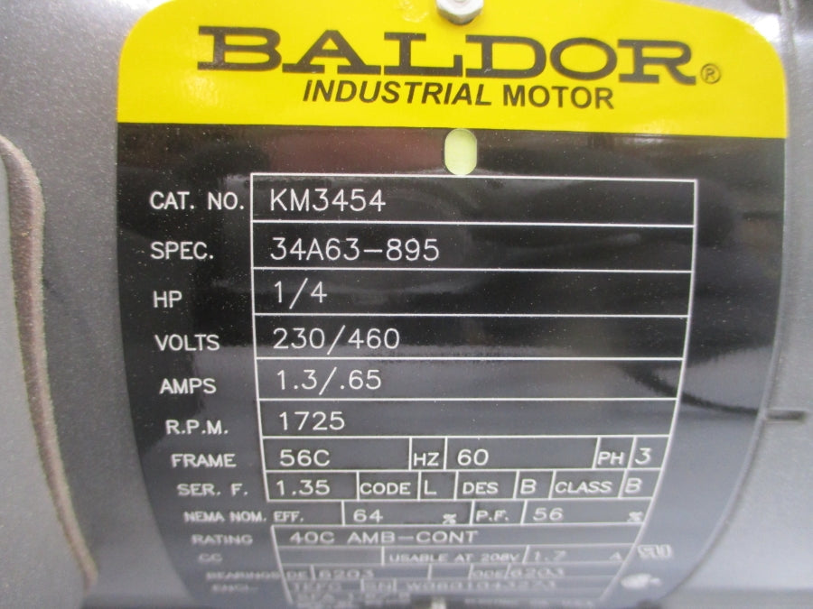 BALDOR KM3454 34A63-895 230/460V 1.3/.65A NSMP