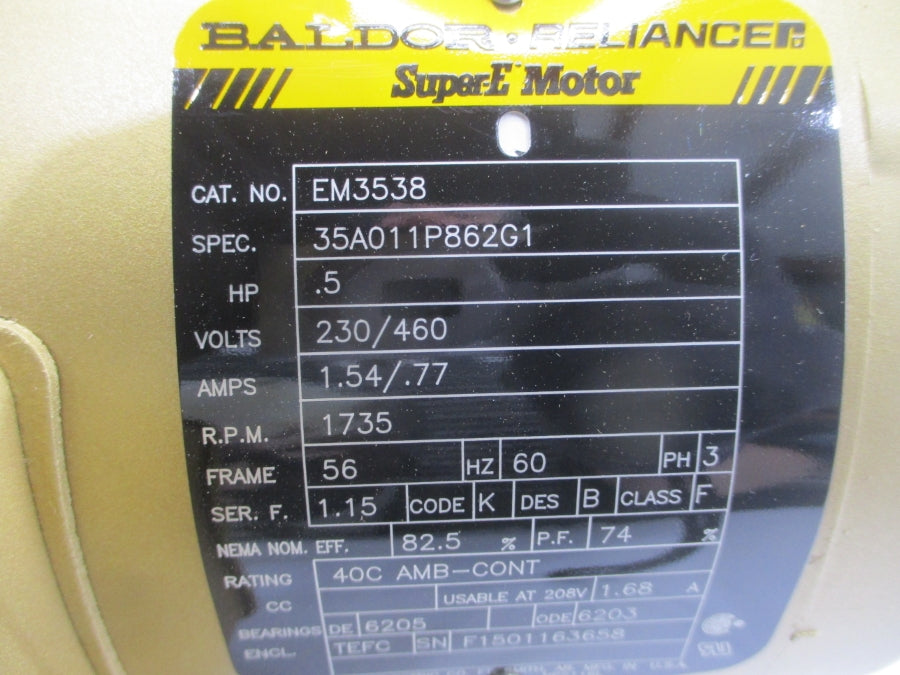 BALDOR EM3538 35A011P862G1 230/460V 1.54/.77A NSMP
