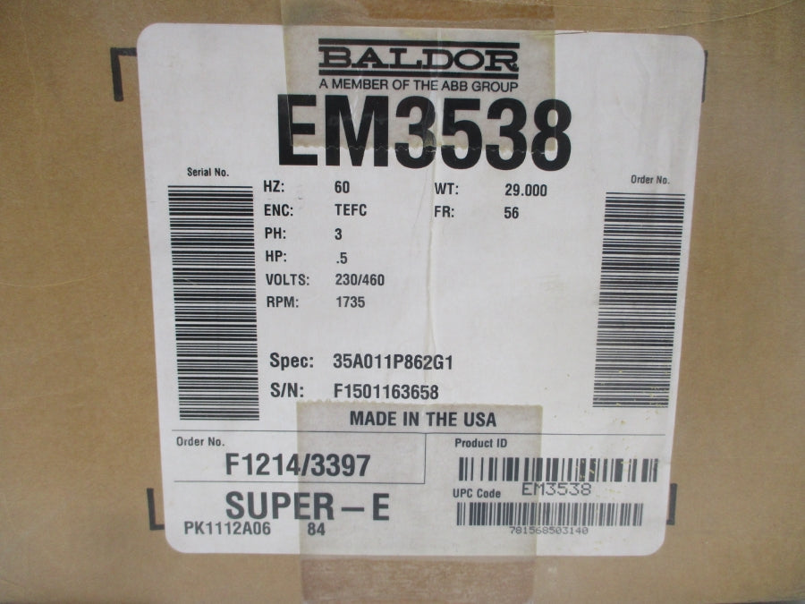 BALDOR EM3538 35A011P862G1 230/460V 1.54/.77A NSMP