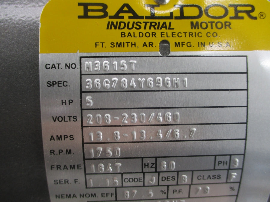 BALDOR M3615T 36G784Y696H1 208-230/460V 13.8-13.4/6.7A NSMP