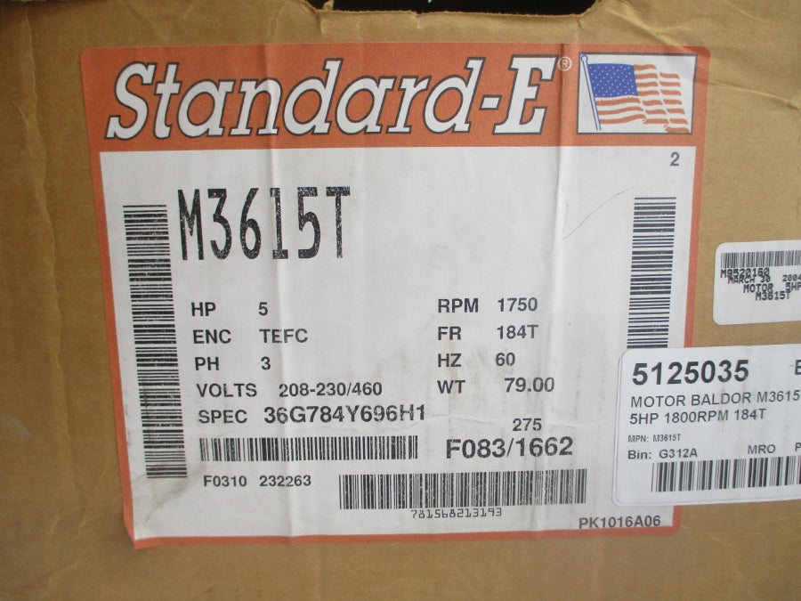 BALDOR M3615T 36G784Y696H1 208-230/460V 13.8-13.4/6.7A NSMP