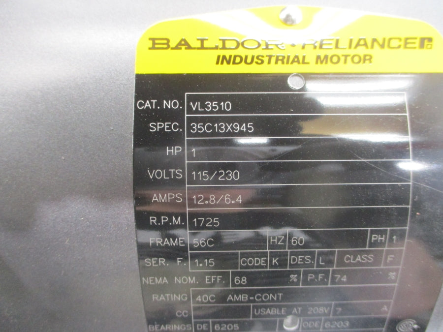 BALDOR VL3510 35C13X945 115/230V 12.8/6.4A NSMP