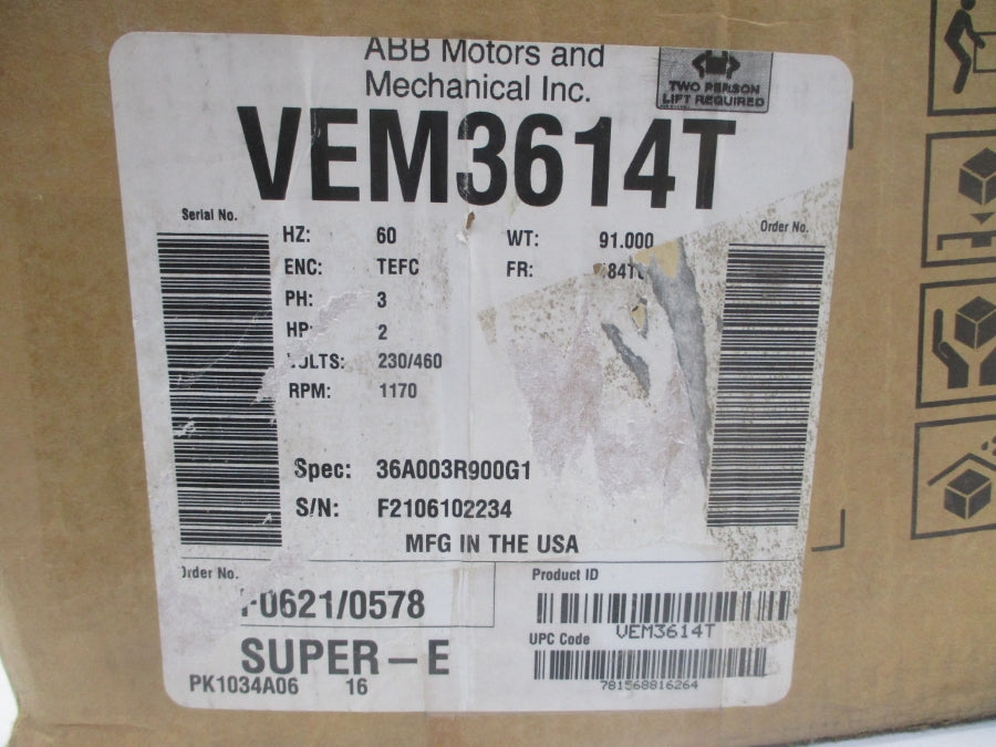 BALDOR VEM3614T 36A003R900G1 230/460V 6.6/3.3A NSMP