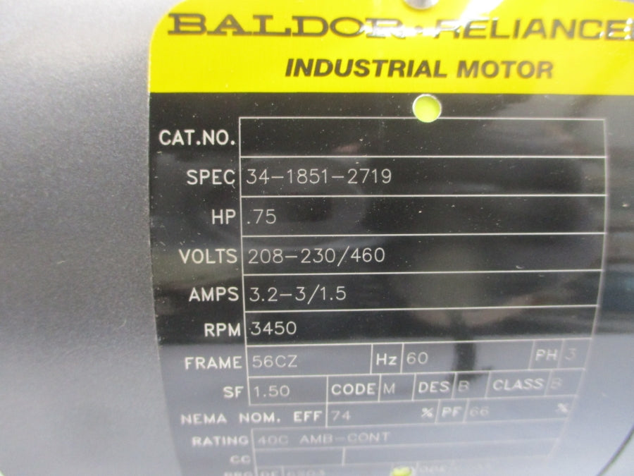 BALDOR 11142402 34-1851-2719 208-230/460V 3.2-3/1.5A NSMP