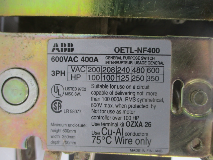 ABB OETL-NF400 600VAC 400A UNMP