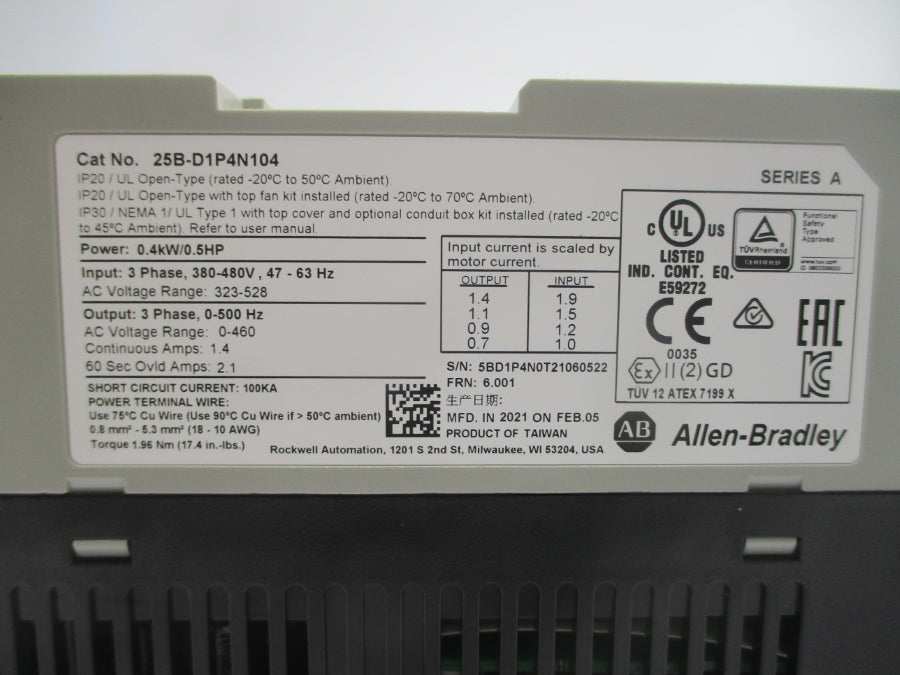 INDUSTRIAL SPARE PART 25B-D1P4N104 SER. A F/W 6.001 323-528VAC 1.4A NSMP