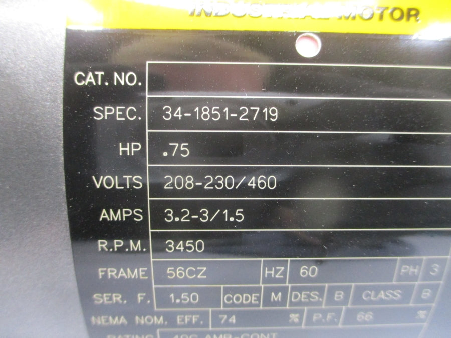 BALDOR 34-1851-2719 Z9845278 208-230/460V 3.2-3/1.5A NSMP