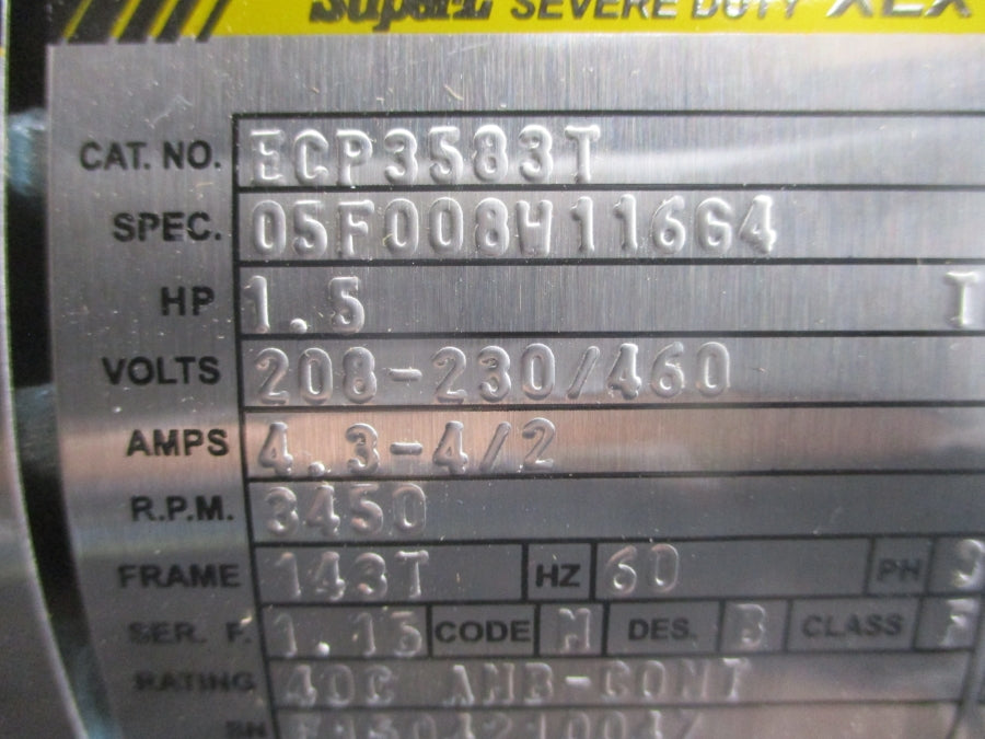 BALDOR ECP3583T 05F008W116G4 208-230/460V 4.3-4/2A NSMP