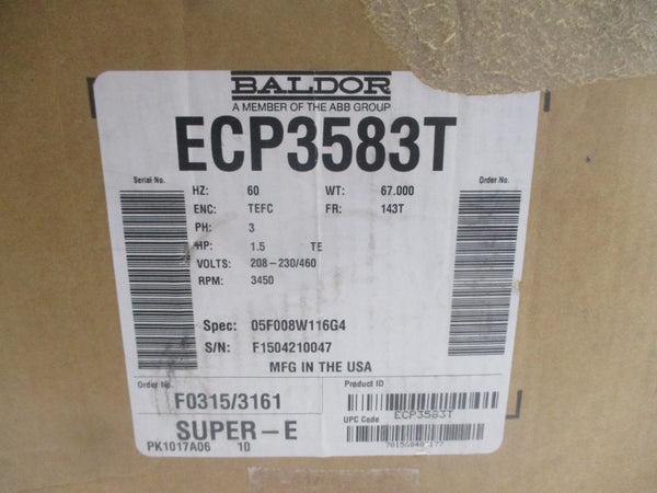 BALDOR ECP3583T 05F008W116G4 208-230/460V 4.3-4/2A NSMP