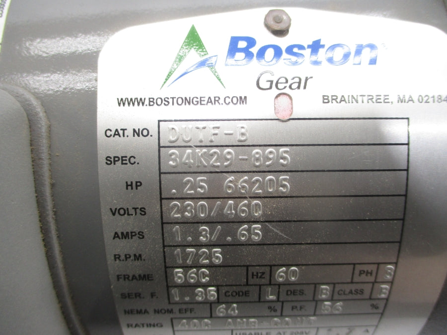 BOSTON GEAR DUTF-B 34K29-895 230/460V 1.3/.65A NSMP