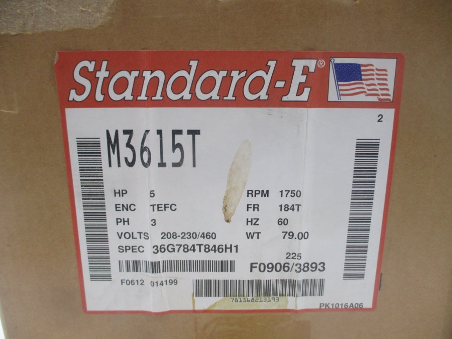BALDOR M3615T 36G784T846H1 208-230/460V 15.4-14.2/7.1A NSMP