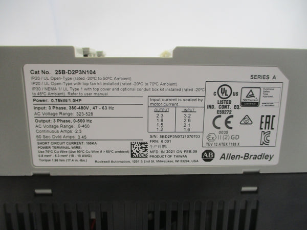 INDUSTRIAL SPARE PART 25B-D2P3N104 SER. A F/W 6.001 323-528VAC 2.3A NSMP