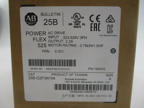 INDUSTRIAL SPARE PART 25B-D2P3N104 SER. A F/W 6.001 323-528VAC 2.3A NSMP