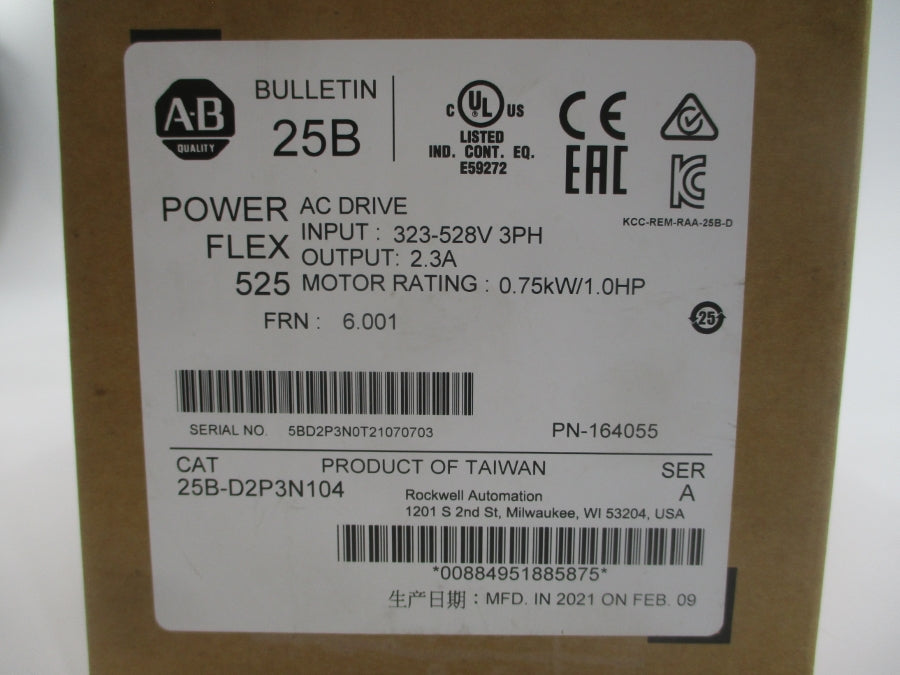 INDUSTRIAL SPARE PART 25B-D2P3N104 SER. A F/W 6.001 323-528VAC 2.3A NSMP
