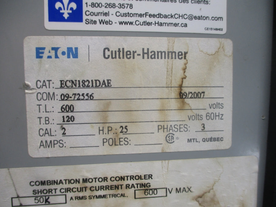 EATON 2A92907G11 ECN1821DAE SER. A1 120V 45A UNMP