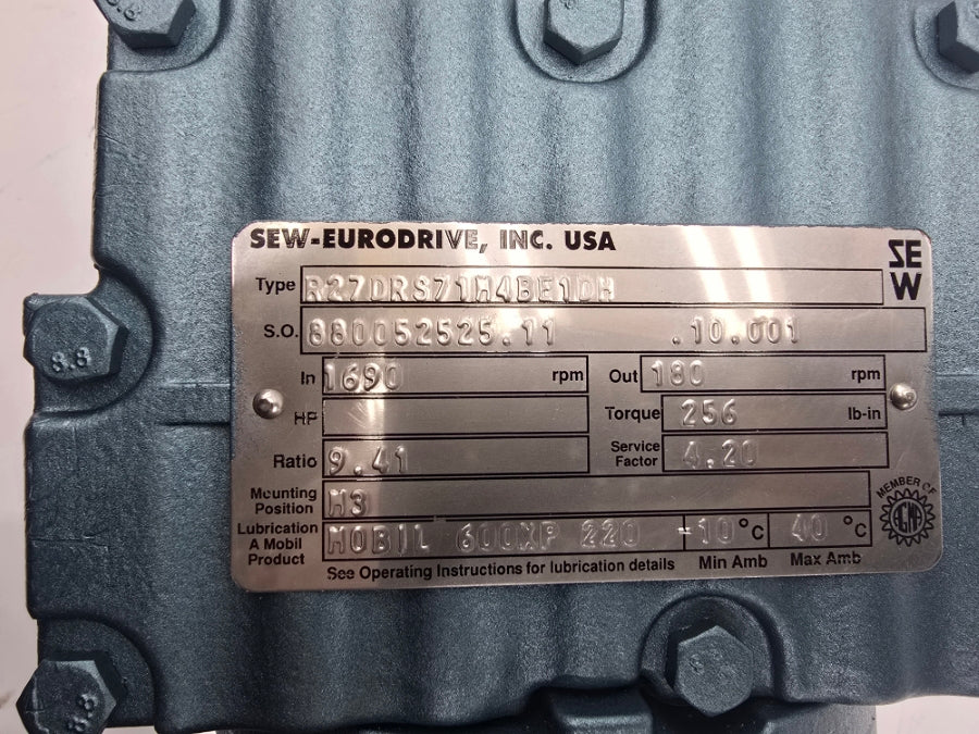SEW-EURODRIVE R27DRS71M4BE1DH 230/460V 2.50/1.25A NSNP
