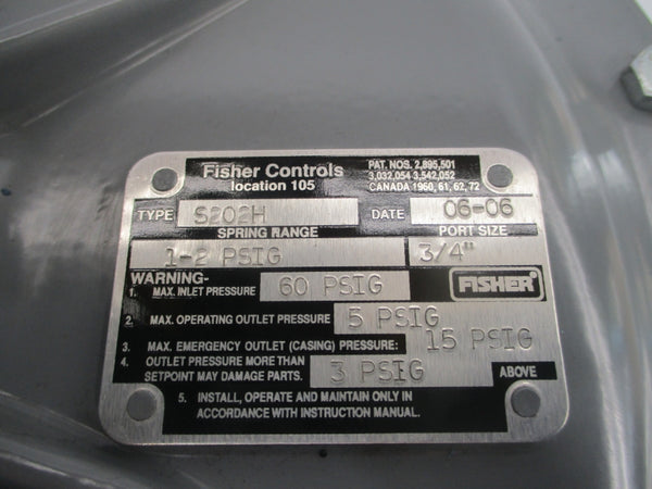 FISHER CONTROLS S202H 1-2PSI 3/4" NSNP