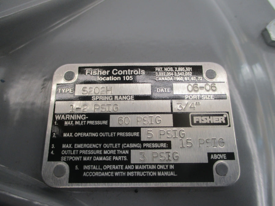 FISHER CONTROLS S202H 1-2PSI 3/4" NSNP