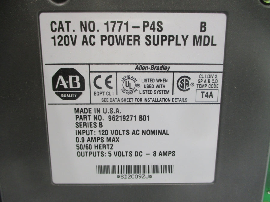 INDUSTRIAL SPARE PART 1771-P4S SER. B 120VAC 0.9A UNMP