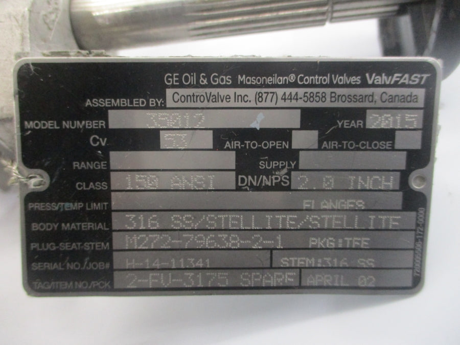 MASONEILAN CONTROL VALVES 35012 2" NSNP