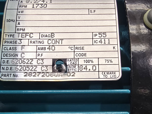 BROOK CROMPTON 2827208WA-02 230/460V 8.2/4.1A NSNP