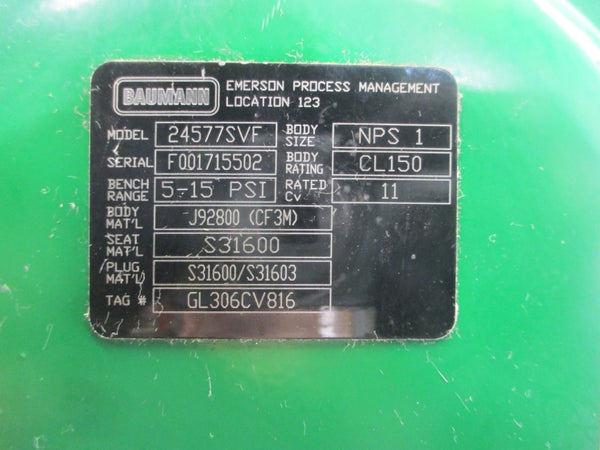 BAUMANN 24577SVF 30VDC 5-15PSI 1" UNMP