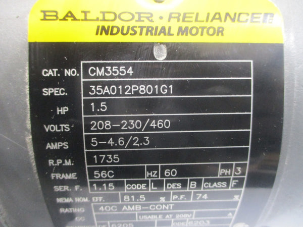 BALDOR CM3554 35A012P801G1 208-230/460V 5-4.6/2.3A NSNP