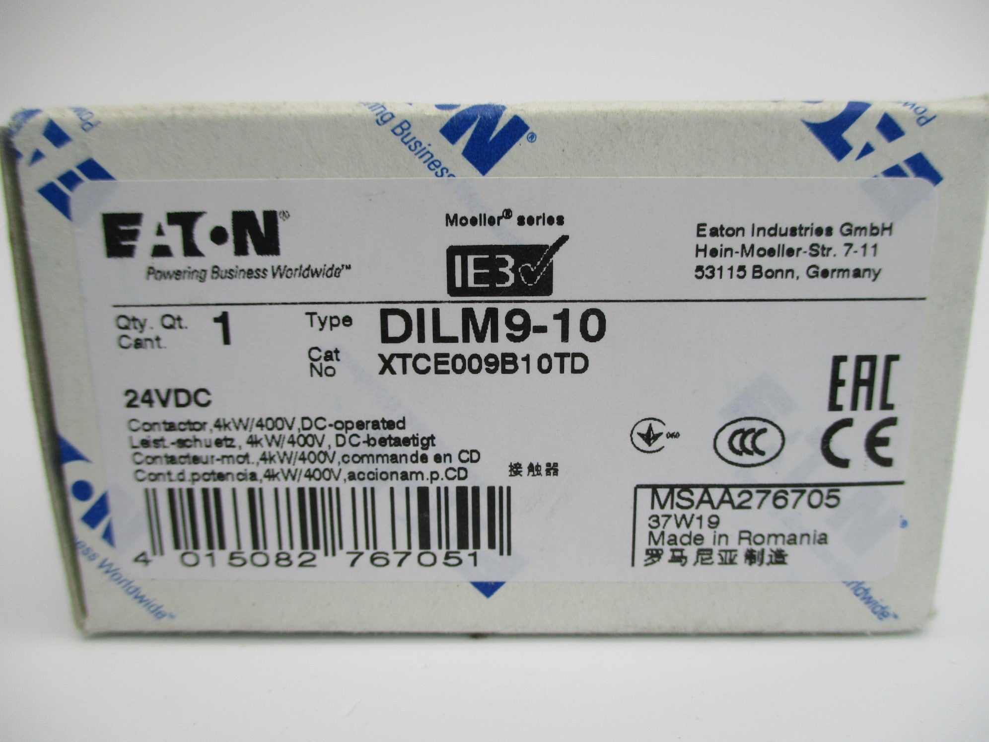 EATON XTCE009B10TD DILM9-10 24VDC NSMP