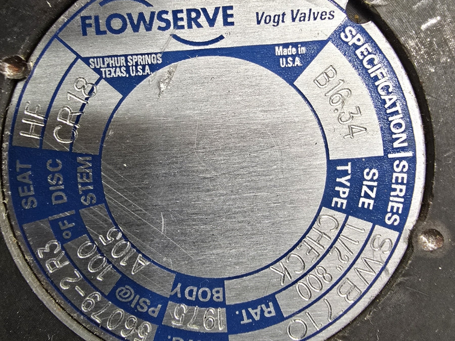FLOWSERVE B16.34 SWB71O CHECK 56079-2R3 1975PSI 1-1/2" NSNP
