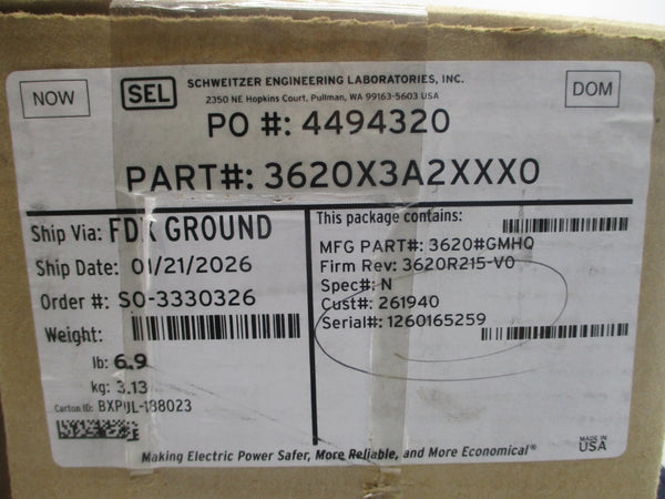 SEL 3620X3A2XXX0 SEL-3620 F/W 3620R215-V0 120/240VAC NSMP