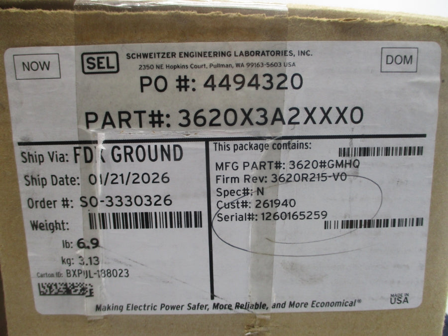 SEL 3620X3A2XXX0 SEL-3620 F/W 3620R215-V0 120/240VAC NSMP