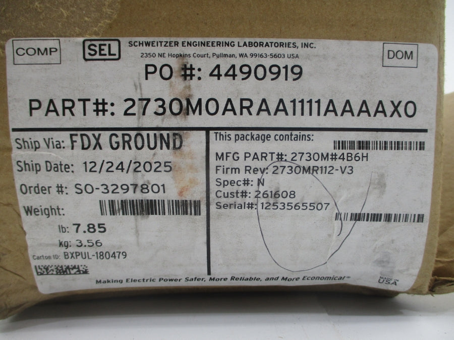 SEL 2730M0ARAA2222AAAAX0 SEL-2730M F/W 2730MR112-V3 125-250V 2.9A NSMP