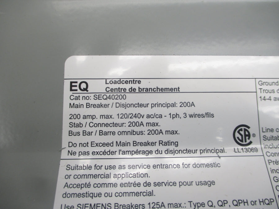 SIEMENS SEQ40200 120/240VAC 200A (AS PICTURED) NSMP