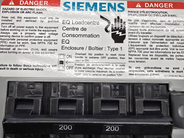 SIEMENS SEQ40200 120/240VAC 200A (AS PICTURED) NSMP
