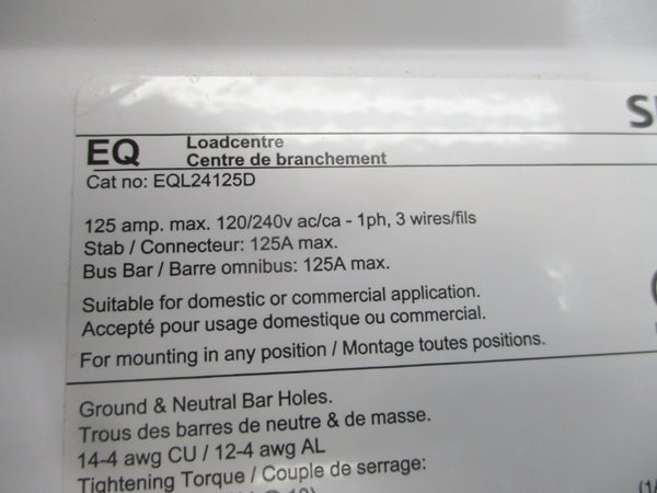 SIEMENS EQL24125D 120/240VAC 125A (AS PICTURED) NSNP