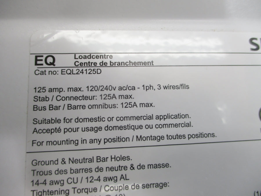 SIEMENS EQL24125D 120/240VAC 125A (AS PICTURED) NSNP