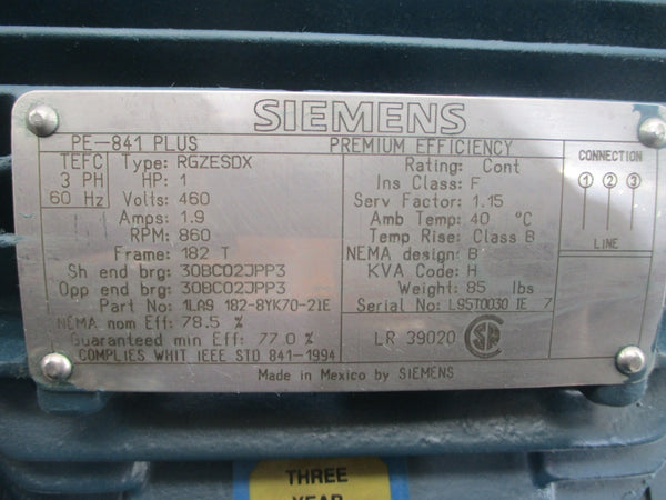 SIEMENS RGZESDX 1LA9182-8YK70-2IE 460V 1.9A NSNP