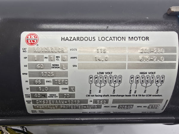 US MOTORS XS1CA2JCR 115/208-230V 14.0/6.9-7.0A NSMP