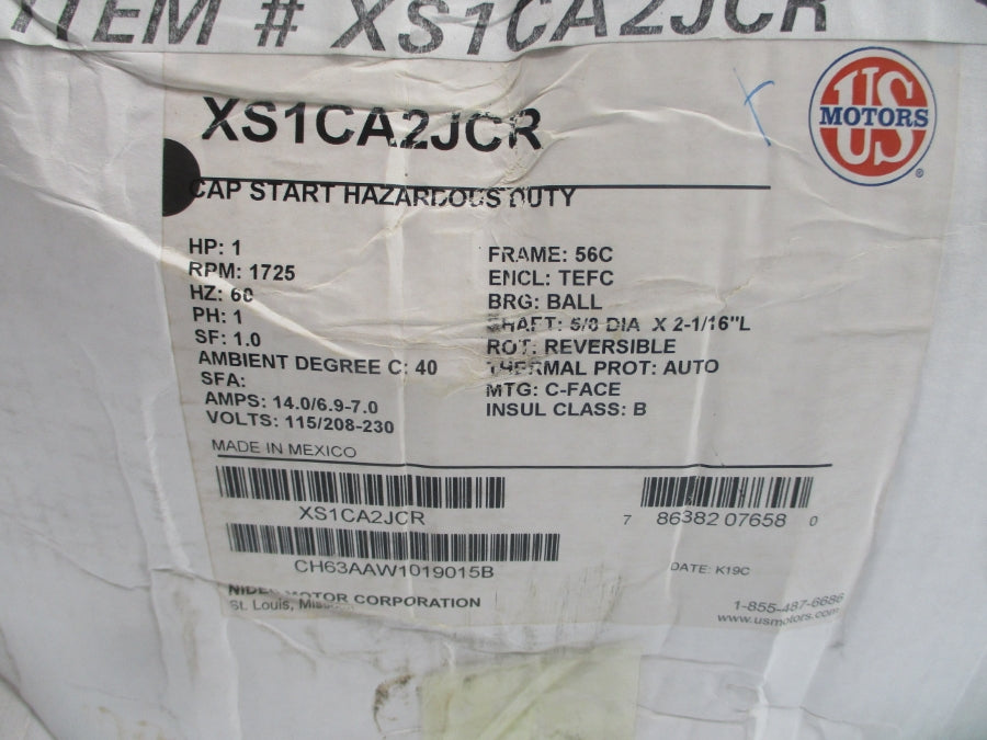 US MOTORS XS1CA2JCR 115/208-230V 14.0/6.9-7.0A NSMP