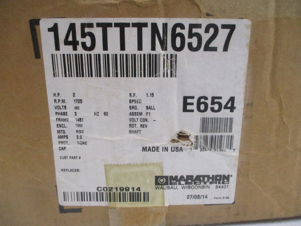 MARATHON ELECTRIC NVH145TTTN6527BAP E654 460V 3A NSMP