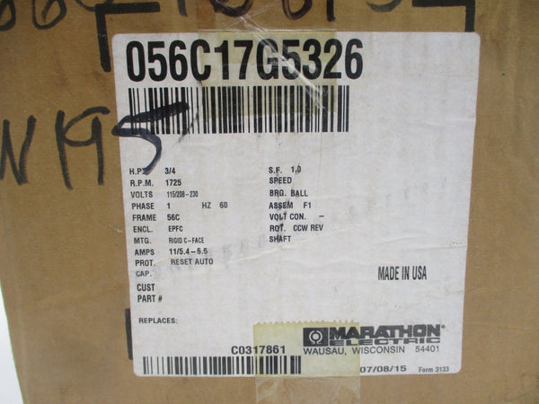 MARATHON ELECTRIC 056C17G5326 115/208-230V 11/5.4-5.5A NSMP