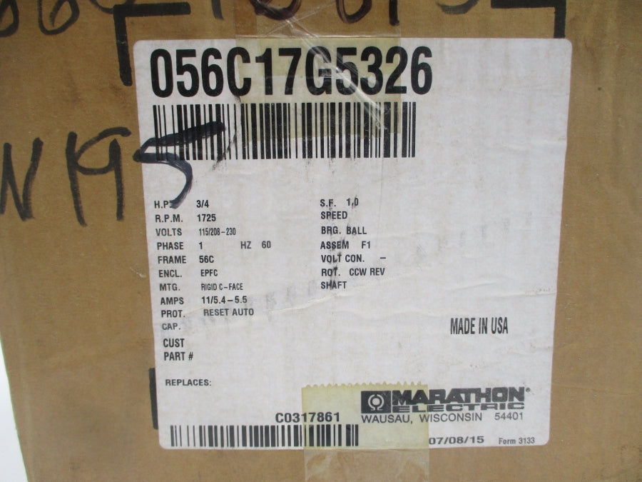 MARATHON ELECTRIC 056C17G5326 115/208-230V 11/5.4-5.5A NSMP