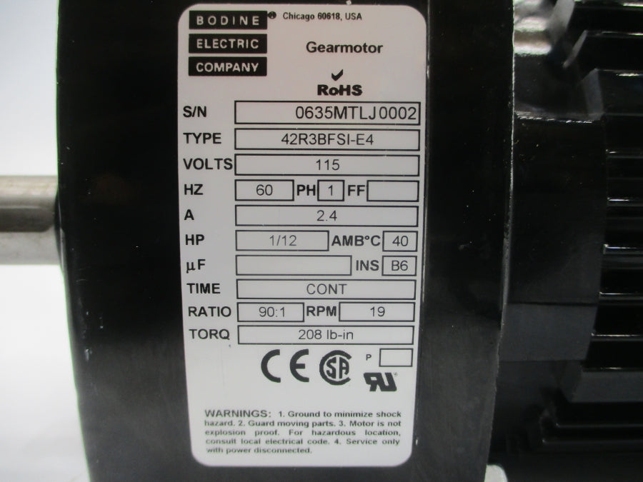 BODINE 42R3BFSI-E4 115V 2.4A NSNP