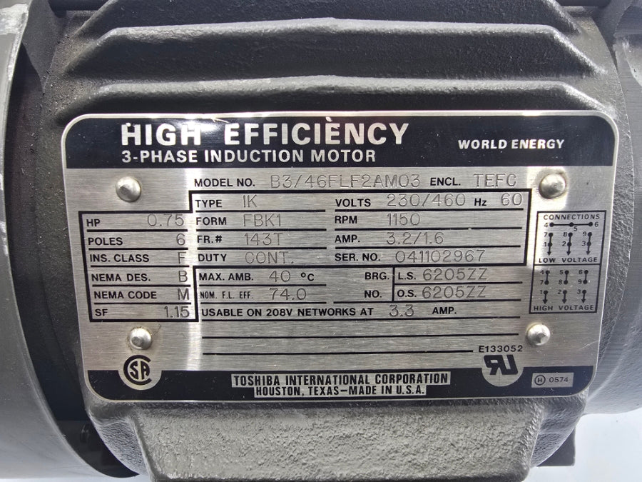 TOSHIBA B3/46FLF2AM03 230/460V 3.2/1.6A NSNP